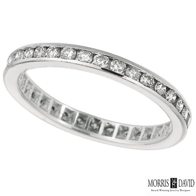 #ad 1.00 Carat Natural Diamond Eternity Ring Band Channel set in 14K White Gold $850.00