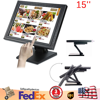 #ad 15quot;LCD Monitor VGA USB Touch Screen Versatile Monitor For PC POS $116.72