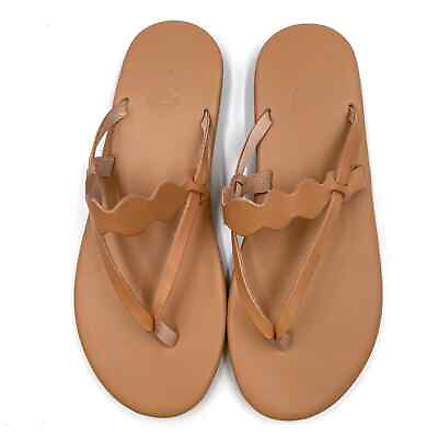#ad New Ancient Greek Hydor Sandals Natural Brown Leather Thong Slip On Sz 40 10 $102.00