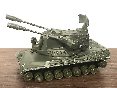 #ad NO TRACKS Dinky Toys Leopard Tank Double Cannon Made in England Military Field $23.99