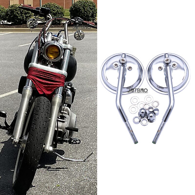 #ad For Harley Bobber Chopper Cafe Racer Chrome Motorcycle Round Rear View Mirrors $18.88