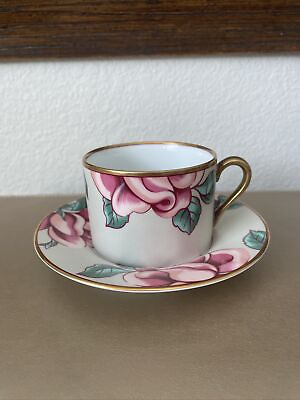 #ad Fitz and Floyd Tea Cup and Saucer Rose D#x27;Argent Pink Cabbage Rose Replacement $22.99