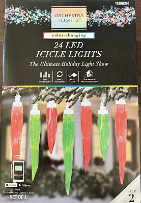#ad Gemmy Orchestra of Lights 24 Count Color Changing LED Icicle Lights BRAND NEW $74.95