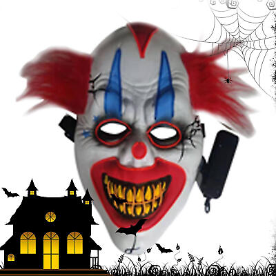 #ad Creepy Clown Masque LED Scary Creepy Masquerade Face Cover Halloween Mask $15.08