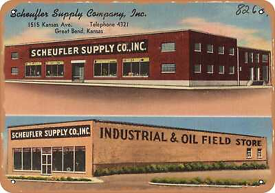 #ad Metal Sign Kansas Postcard Scheufler Supply Company Inc. 1515 Kansas Ave. $18.66