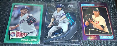 #ad 2023 Topps Jacob DeGrom Texas Rangers 3 Card Set Numbered 75 and Short Print $6.99