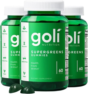 #ad Goli Nutrition Supergreens Gummies 60 Pieces Pack of 3 $18.99