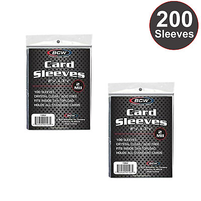 #ad 200 BCW Trading Card Penny Sleeves Clear 2 Packs of 100 Sports Pokemon MTG $3.99