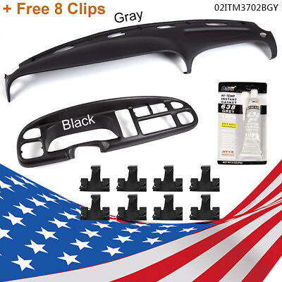#ad Fit For 98 02 Dodge Ram Pickup ABS Dash Bezel amp; Dashboard Cover Overlay W clips $77.97