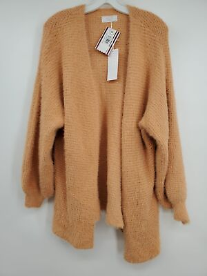 #ad NWT Sage The Label Women#x27;s Brown Knitted Open Front Cardigan Sweater Size Small $15.99