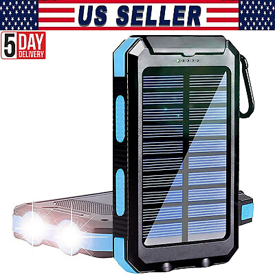 #ad 20000mAh Portable Solar Panel 2USB LED External Battery Power Bank Pack Charger $13.94