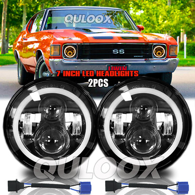 #ad 7quot; inch Led Round Headlight DOT HI LO For Chevy Chevelle SS 1971 1973 $69.59