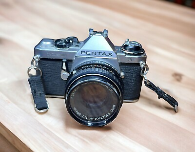 #ad Pentax ME Super 35mm SLR Film Camera w 50mm F2 Lens Cap Works $155.00