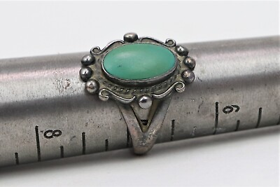 #ad Vintage 925 Native American Southwest Hopi Zuni AxeArrow Hallmark Ring Turquoise $59.95