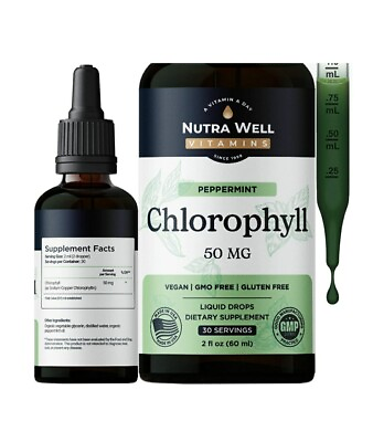 #ad Nutra Well Vitamins Liquid Chlorophyll Immune Energy Skin Care Detox Cleanse $8.99