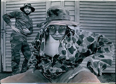 #ad 1984 Celeste amp; John Model Surplus Camouflage Jungle Hats Fashion Photo 8X10 $19.99