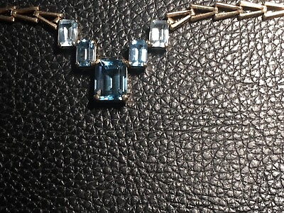 #ad 14k Blue Topaz Necklace Gently Worn 9 Grams Total Weight 18 Inches 9 7 MM Center $390.00