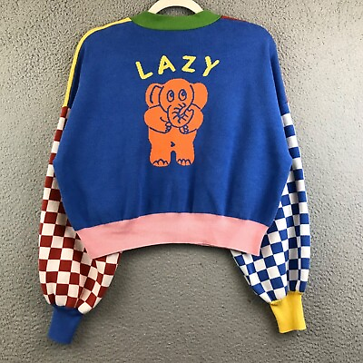 #ad Lazy Oaf Elephant Checkered sleeved Cardigan multicolor Size L $74.99