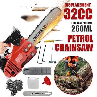 #ad #ad 32cc Gas Top Handle Chainsaw with 12#x27;#x27; Bar Chain 2 Stroke Engine Cut Tree Wood $99.99