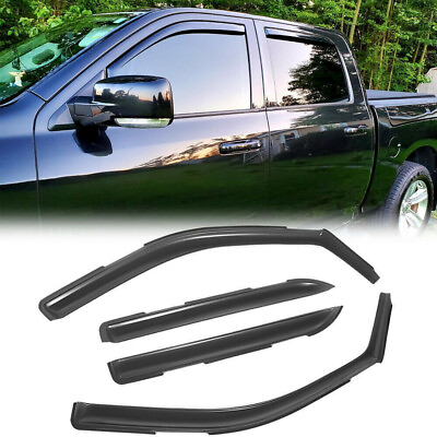 #ad For 09 18 Ram 1500 2500 3500 Crew Cab In Channel Window Visors Vent Rain Guards $44.99