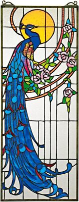 #ad Katlot Stained Glass Panel Peacock#x27;s Sunset Stained Glass Window Hangings $317.54