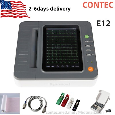 #ad Digital 12 lead 12 channel Electrocardiograph ECG EKG MachinePrinterE12 USA $799.00