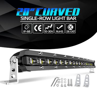 #ad Front Bumper Grille 20quot;inch LED Light Bar Curved Lights Driving Combo Kit w Wire $76.99