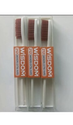 #ad Wisdom 212 Smokers Extra Hard Brown Bristle Tooth Brush.USA Seller 3pieces $14.99