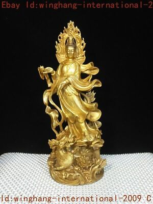 #ad China Buddhism temple bronze Gilt dragon Dragon Kwan Yin Guan Yin Buddha statue $462.00