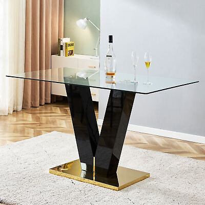 #ad Modern Glass Dining Table Minimalist Rectangular Table For 6 8 $295.39