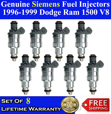 #ad Genuine Set of 8 Siemens Fuel Injectors For 1996 1999 Dodge Ram 1500 5.2 5.9 V8 $155.00