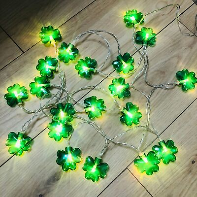 #ad St Patrick#x27;s Day Irish Shamrock LED Light String Festival Holiday Decor Battery $13.99