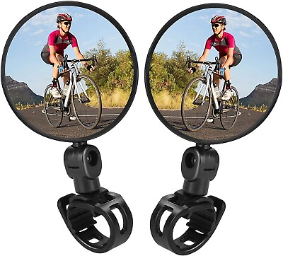 2 Pcs Bike Mirror Rotaty Round Road Handlebar Bicycle Rear View Glass Cycling US $6.59