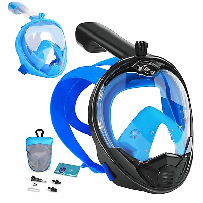 #ad Adult Scuba Diving Mask Full Face Snorkel Set Anti Fog Swim Swimming Equipment $18.94