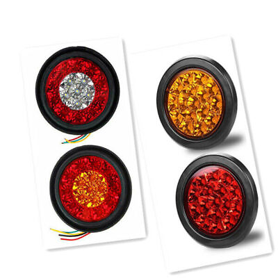16LED 4quot;in Truck Trailer Round DRL Light Brake Turn Signal Tail Amber Red White $20.40