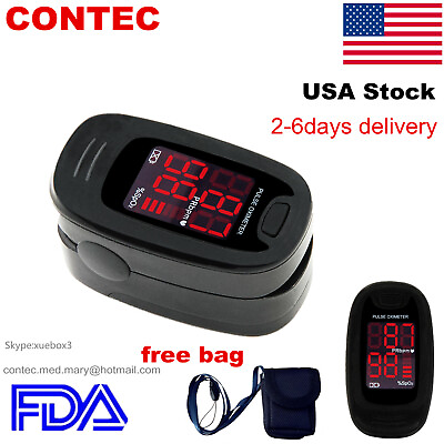 #ad Finger Pulse Oximeter Blood Oxygen Monitor SpO2 Heart Rate Tester Free Bag USA $8.99