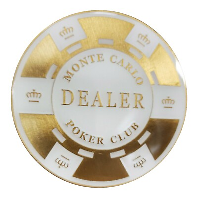 #ad Monte Carlo White Gold Dealer Button Metal Matching for Monte Carlo Poker Chips $19.99