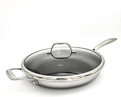 #ad 12 Inch Hexagon Surface Hybrid Stainless Steel Frying Pan with Lid $229.99