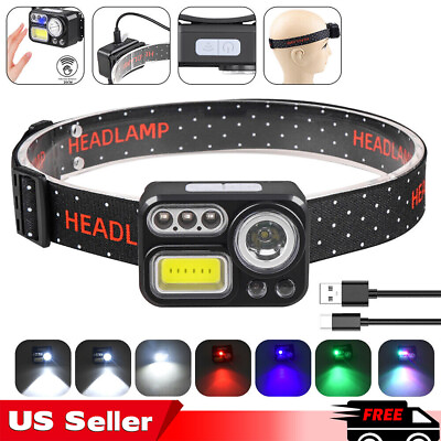 #ad COBXPE LED Headlamp USB Rechargeable Headlight Torch Work Light Head Band Lamp $9.89