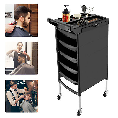 #ad 5 Drawer Rolling Barber Beauty Salon Cabinet Trolley Stylist Station Equipment $56.86