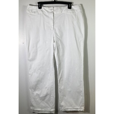 #ad Womens Cato Casual Chino Pants Stretch White 18 Cotton Spandex Hem Detail $21.60