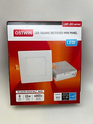 #ad Ostwin LED Square Recessed Mini Panel 6quot; 12W 4000K White $9.95