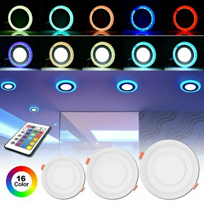 #ad Ultra thin Dual Color RGB 3 Mode LED Recessed Ceiling Panel Down Light Spot Lamp $9.99