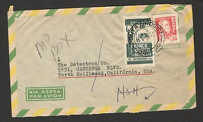 #ad BRAZIL TO USA AIRMAIL LETTER 1964. 11 $1.95