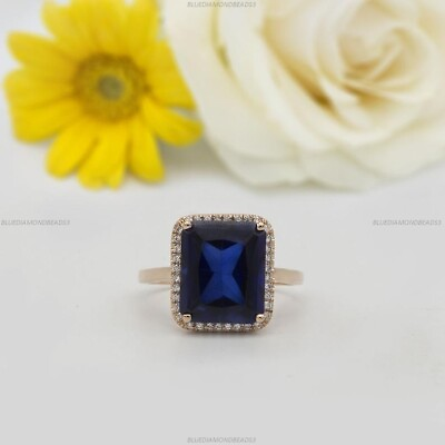 #ad Sapphire Diamond September Band Wedding Engagement Ring 14k Gold Fine Jewelry $1820.00