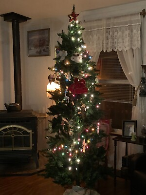 #ad 7 foot Pencil Smokey Mountain Christmas tree slim unlit pine fir holiday green $109.99