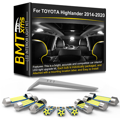 #ad 15x LED Light Interior Light Kit Package for 2014 2020 Toyota Highlander Tool $14.69