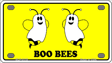 #ad quot;Boo Beesquot; Funny Halloween Bee Ghosts 4quot; Novelty Mini Metal License Plate Tag $11.99