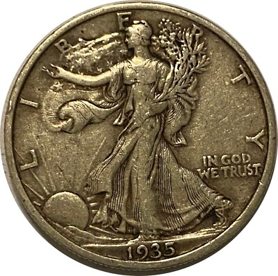 #ad 1935 Silver Walking Liberty Half Dollar Grading VF XF 90% Silver $17.75