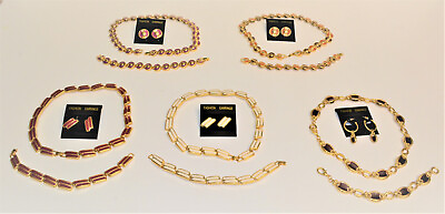 #ad New Goldtone Enamel Set Necklace Bracelet Pierced Earrings Choose One Yours $35.99